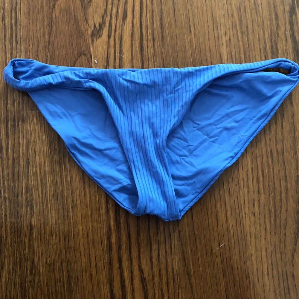 Blue medium coverage bikini bottoms